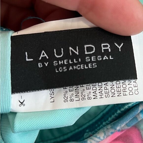 Laundry By Shelli Segal Turquoise Colorful Floral Paisley Ruffle Tankini Top M - Picture 7 of 8